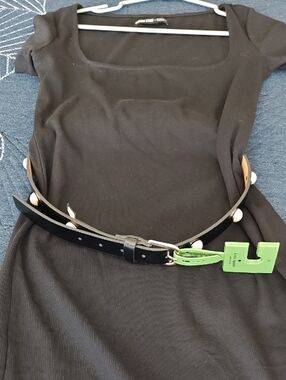 kate spade ♠️Black Belt with Pearl-Style Button Size M